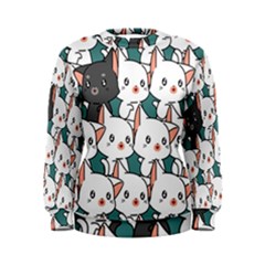 Seamless-cute-cat-pattern-vector Women s Sweatshirt by Sobalvarro