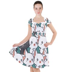 Seamless-cute-cat-pattern-vector Cap Sleeve Midi Dress by Sobalvarro