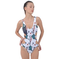 Seamless-cute-cat-pattern-vector Side Cut Out Swimsuit by Sobalvarro