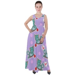 Playing Cats Empire Waist Velour Maxi Dress by Sobalvarro