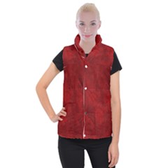 Scarlet Red Velvet Color Faux Texture Women s Button Up Vest by SpinnyChairDesigns