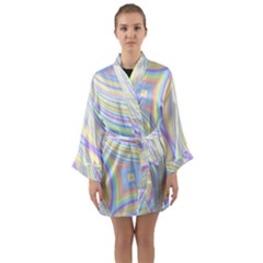 Pastel Color Stripes  Long Sleeve Satin Kimono by SpinnyChairDesigns