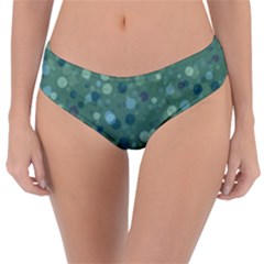 Green Color Polka Dots Pattern Reversible Classic Bikini Bottoms by SpinnyChairDesigns