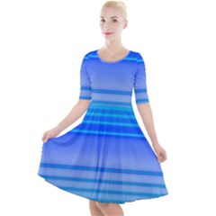 Blue Purple Color Stripes Ombre Quarter Sleeve A-line Dress by SpinnyChairDesigns