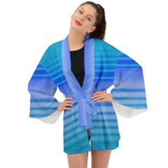 Blue Purple Color Stripes Ombre Long Sleeve Kimono by SpinnyChairDesigns