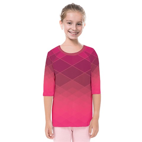 Hot Pink And Wine Color Diamonds Kids  Quarter Sleeve Raglan Tee by SpinnyChairDesigns