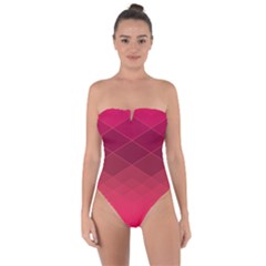 Hot Pink And Wine Color Diamonds Tie Back One Piece Swimsuit by SpinnyChairDesigns