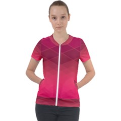 Hot Pink And Wine Color Diamonds Short Sleeve Zip Up Jacket by SpinnyChairDesigns