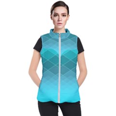 Aqua Blue And Teal Color Diamonds Women s Puffer Vest by SpinnyChairDesigns