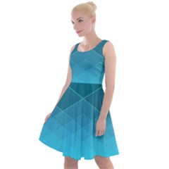 Aqua Blue And Teal Color Diamonds Knee Length Skater Dress by SpinnyChairDesigns