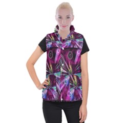 Fractal Circles Abstract Women s Button Up Vest by HermanTelo