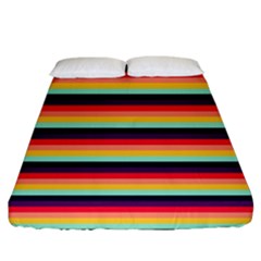 Contrast Rainbow Stripes Fitted Sheet (california King Size) by tmsartbazaar
