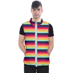 Contrast Rainbow Stripes Men s Puffer Vest by tmsartbazaar