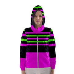 Disco Stripes Women s Hooded Windbreaker by tmsartbazaar