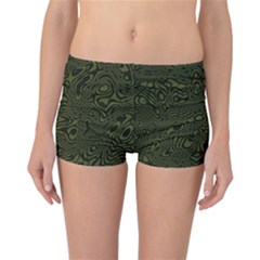 Army Green And Black Stripe Camo Reversible Boyleg Bikini Bottoms by SpinnyChairDesigns