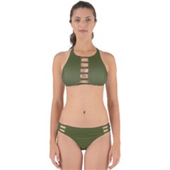 Army Green Color Ombre Perfectly Cut Out Bikini Set by SpinnyChairDesigns