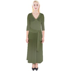 Army Green Color Ombre Quarter Sleeve Wrap Maxi Dress by SpinnyChairDesigns
