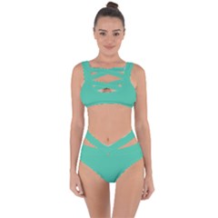 True Biscay Green Solid Color Bandaged Up Bikini Set 