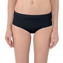 True Black Solid Color Mid-waist Bikini Bottoms by SpinnyChairDesigns