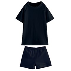 True Black Solid Color Kids  Swim Tee And Shorts Set by SpinnyChairDesigns