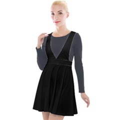 True Black Solid Color Plunge Pinafore Velour Dress by SpinnyChairDesigns
