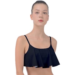 True Black Solid Color Frill Bikini Top by SpinnyChairDesigns