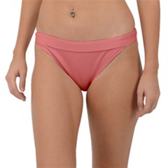True Coral Pink Color Band Bikini Bottom by SpinnyChairDesigns