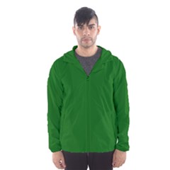 True Emerald Green Color Men s Hooded Windbreaker by SpinnyChairDesigns
