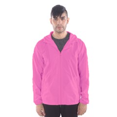 Hot Hollywood Pink Color Men s Hooded Windbreaker by SpinnyChairDesigns