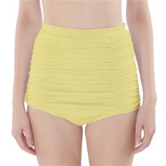 True Lemon Yellow Color High-waisted Bikini Bottoms by SpinnyChairDesigns