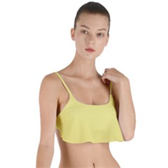 True Lemon Yellow Color Layered Top Bikini Top  by SpinnyChairDesigns