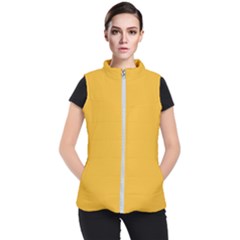 True Mustard Yellow Color Women s Puffer Vest by SpinnyChairDesigns