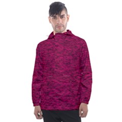 Fuschia Pink Texture Men s Front Pocket Pullover Windbreaker by SpinnyChairDesigns