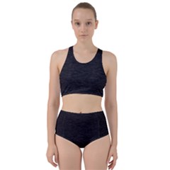 Black Color Texture Racer Back Bikini Set by SpinnyChairDesigns