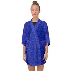 Cobalt Blue Color Texture Half Sleeve Chiffon Kimono by SpinnyChairDesigns