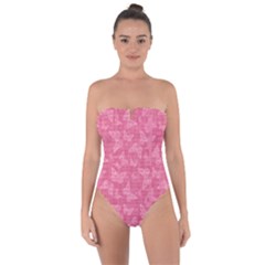 Blush Pink Butterflies Batik Tie Back One Piece Swimsuit by SpinnyChairDesigns