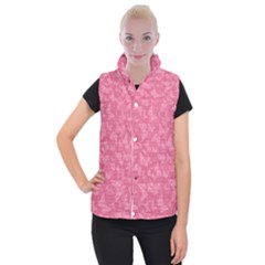 Blush Pink Butterflies Batik Women s Button Up Vest by SpinnyChairDesigns