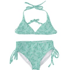 Biscay Green Monarch Butterflies Kids  Classic Bikini Set by SpinnyChairDesigns