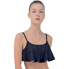 Pitch Black Color Stripes Frill Bikini Top by SpinnyChairDesigns