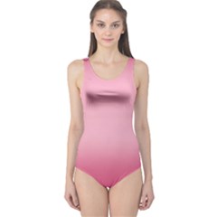 Blush Pink Color Gradient Ombre One Piece Swimsuit by SpinnyChairDesigns