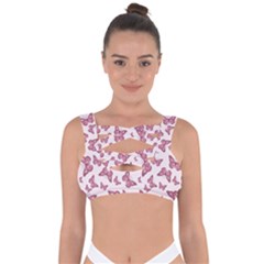 Blush Pink Color Butterflies Bandaged Up Bikini Top by SpinnyChairDesigns