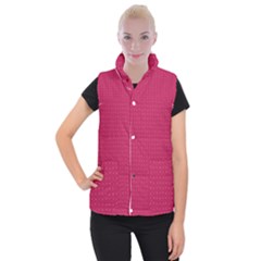 Rose Pink Color Polka Dots Women s Button Up Vest by SpinnyChairDesigns