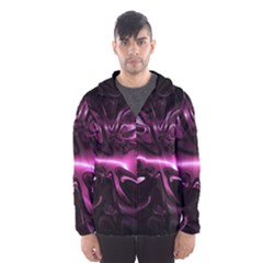 Black Magenta Abstract Art Men s Hooded Windbreaker by SpinnyChairDesigns