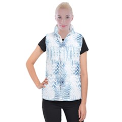 Boho Faded Blue Denim White Batik Women s Button Up Vest by SpinnyChairDesigns