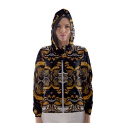 Boho Black Gold Color Women s Hooded Windbreaker by SpinnyChairDesigns