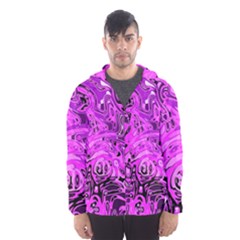 Magenta Black Abstract Art Men s Hooded Windbreaker by SpinnyChairDesigns