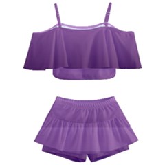 Purple Gradient Ombre Kids  Off Shoulder Skirt Bikini by SpinnyChairDesigns