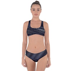 Black Abstract Pattern Criss Cross Bikini Set by SpinnyChairDesigns