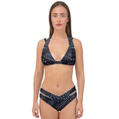 Black Abstract Pattern Double Strap Halter Bikini Set by SpinnyChairDesigns