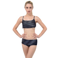 Black Abstract Pattern Layered Top Bikini Set by SpinnyChairDesigns
